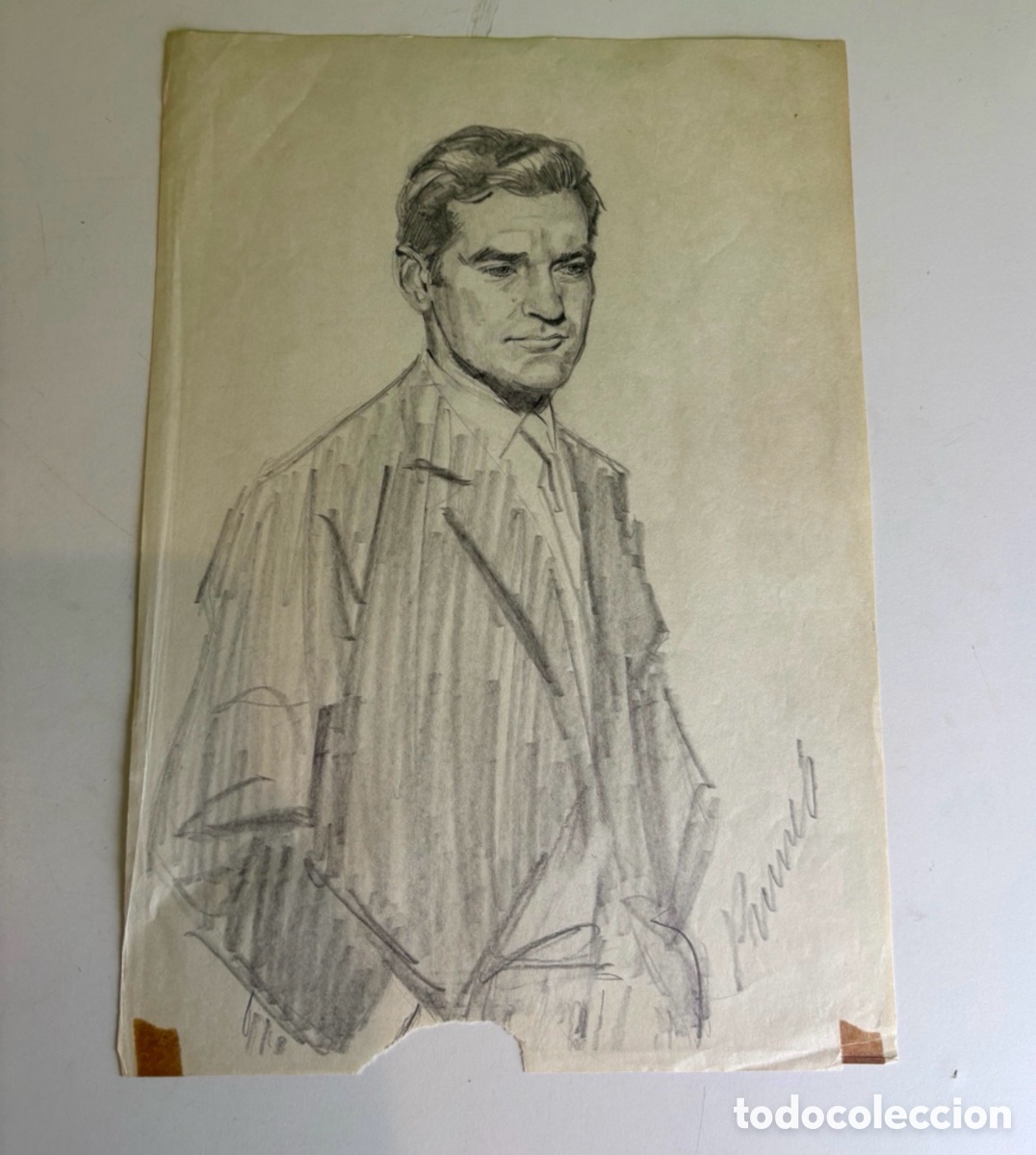 Arte: Carles Prun&eacute;s (1937-2017) &ndash; Retrato masculino con traje, dibujo sobre papel