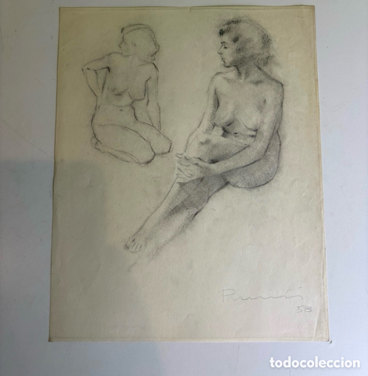 Arte: Carles Prun&eacute;s (1937-2017) &ndash; Estudios de desnudo femenino, dibujo al carboncillo sobre papel (1958)