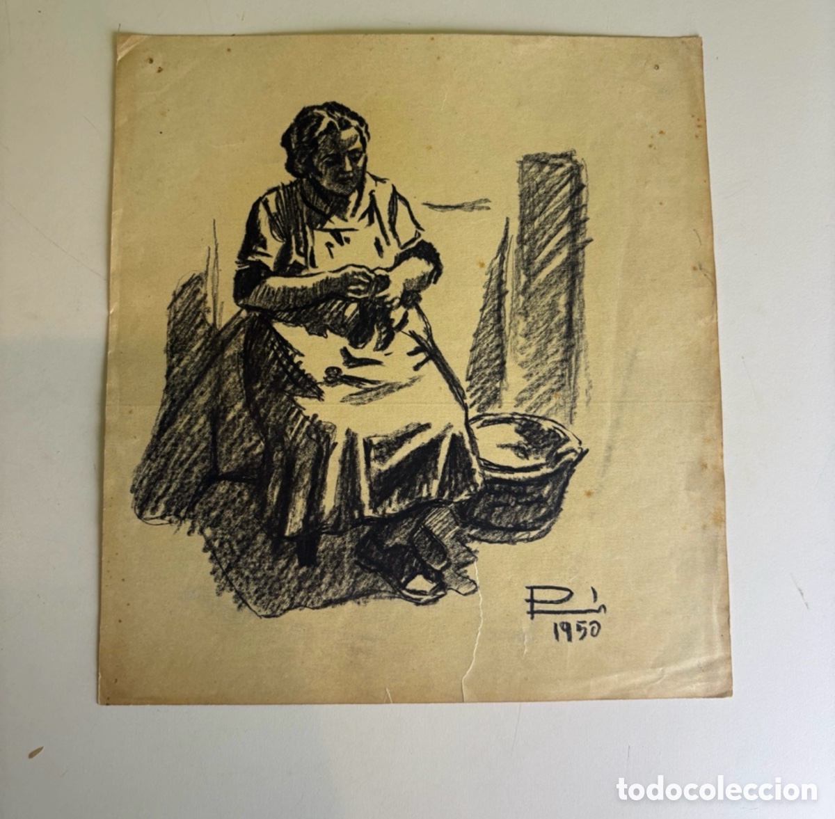 Arte: Carles Prun&eacute;s (1937-2017) &ndash; Costurera sentada, dibujo sobre papel (1950)