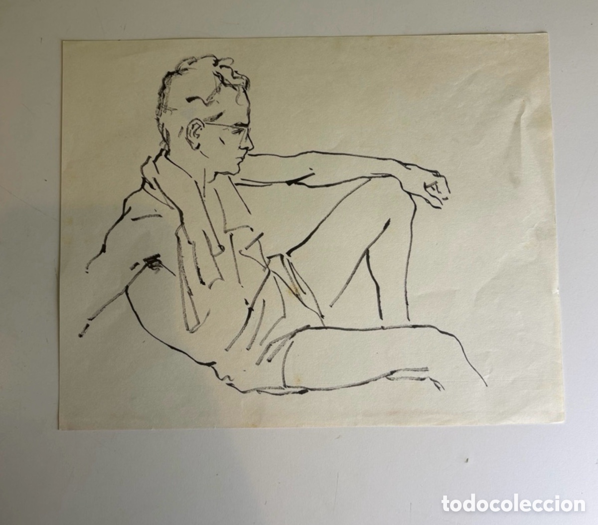 Arte: Carles Prun&eacute;s (1937-2017) &ndash; Retrato masculino sentado, dibujo sobre papel