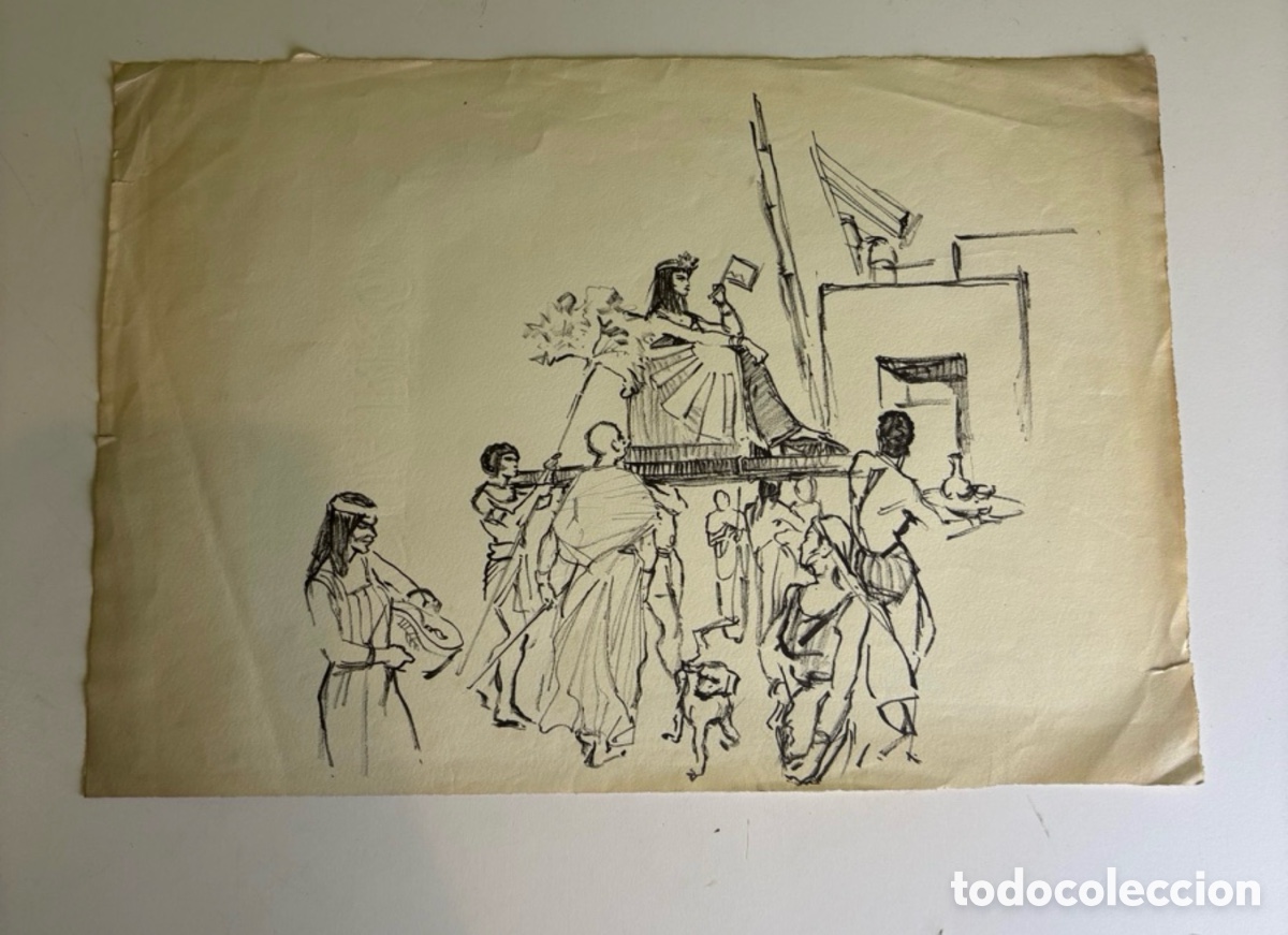 Arte: Carles Prun&eacute;s (1937-2017) &ndash; Escena de procesi&oacute;n, dibujo sobre papel