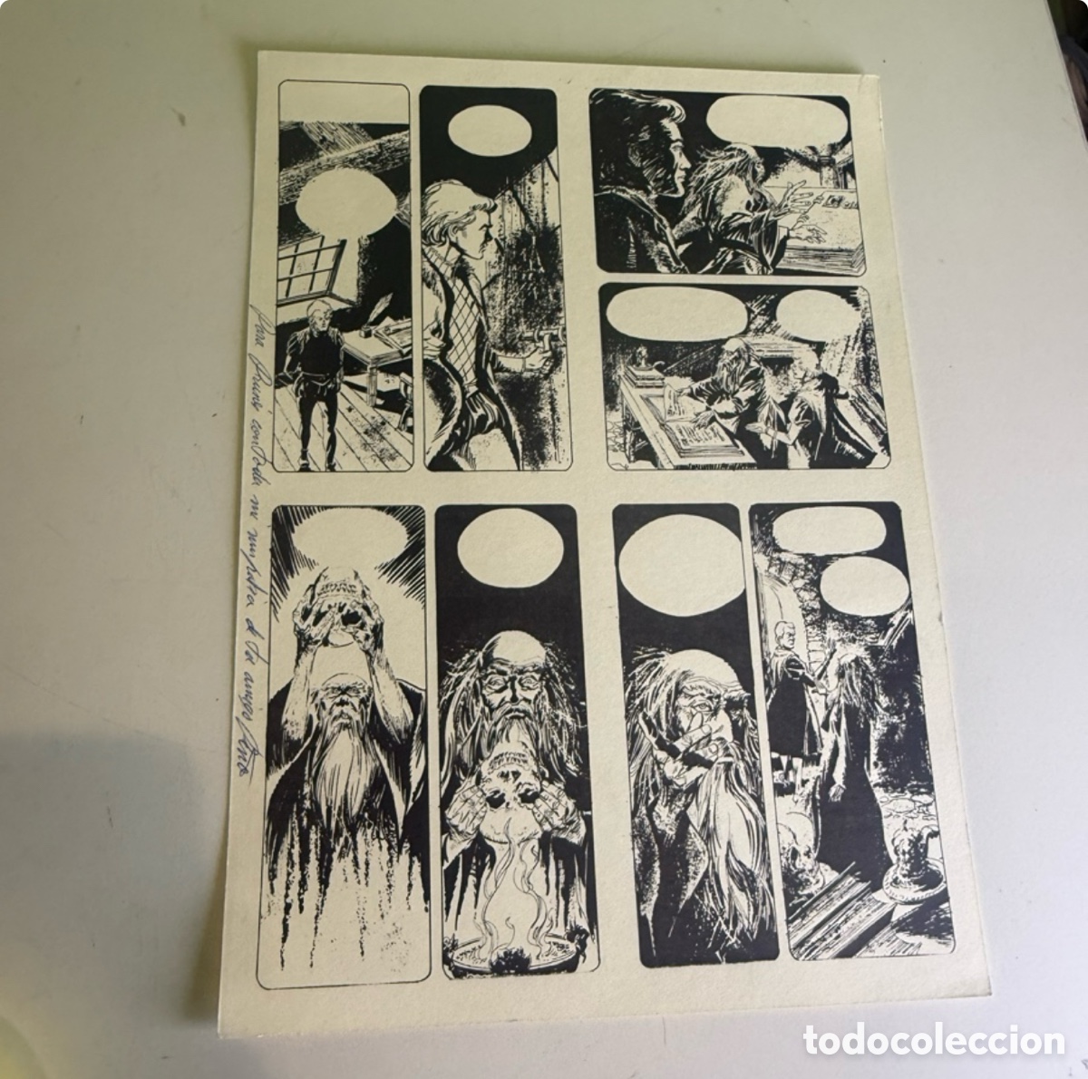 Arte: Andreu Balcells plancha original de c&oacute;mic de terror dedicada a Carles Prun&eacute;s