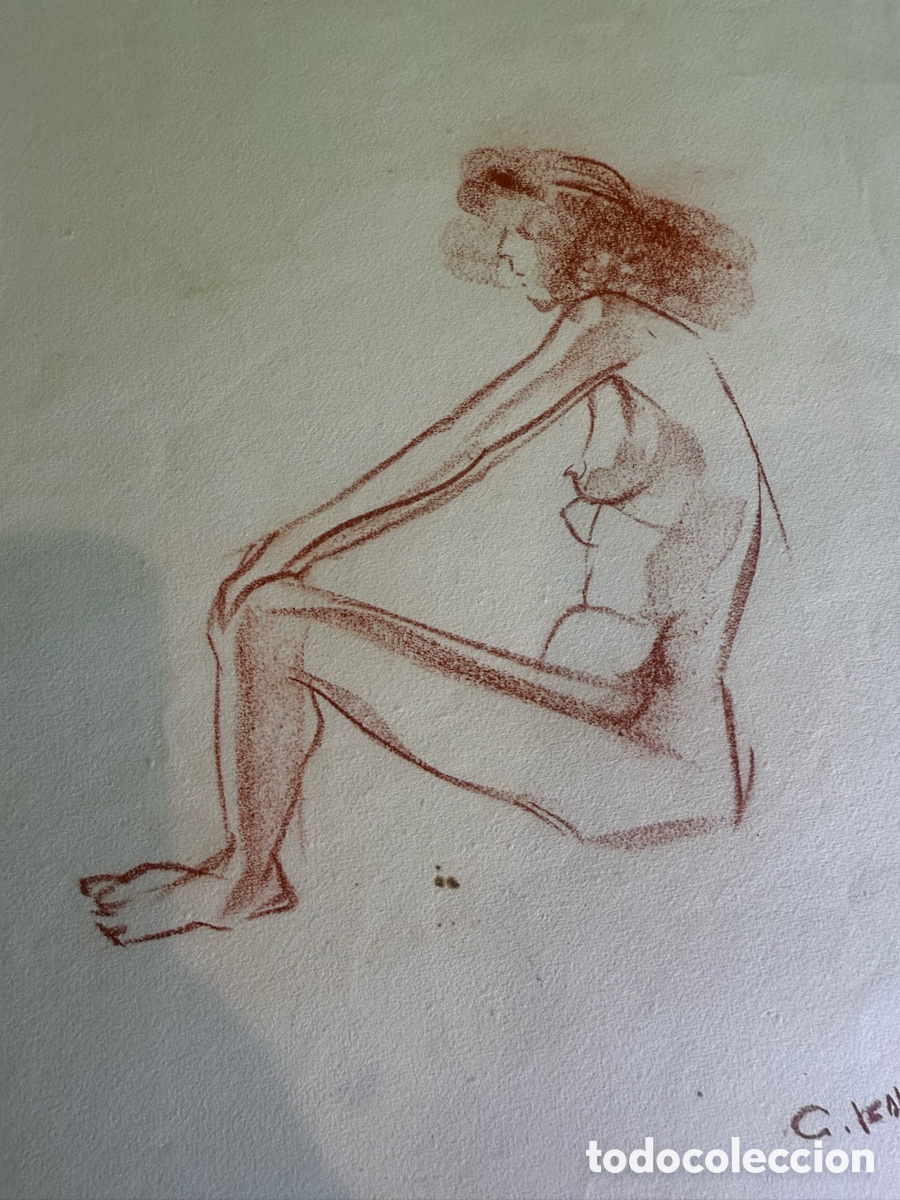 Arte: Andreu Balcells dibujo original de desnudo femenino firmado