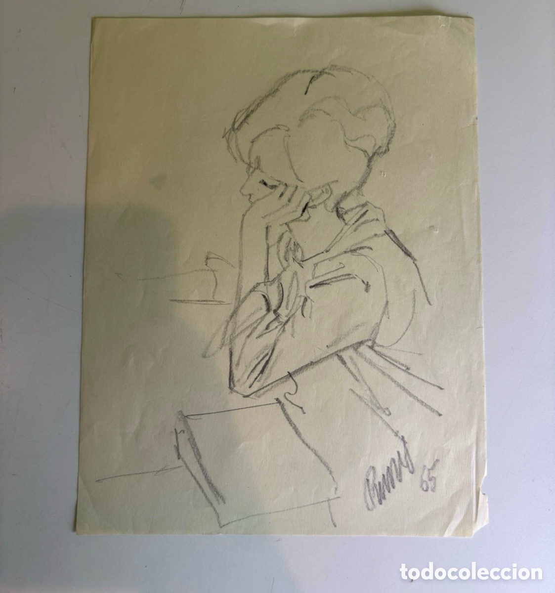 Arte: Carles Prun&eacute;s (1937-2017) &ndash; Retrato femenino de perfil sobre papel, firmado 1965