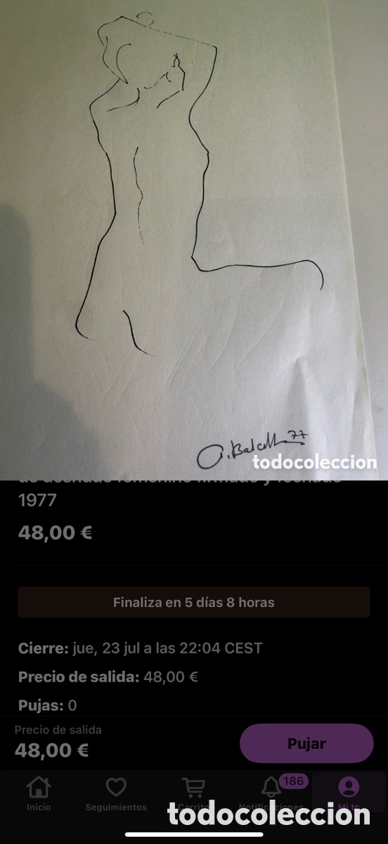Arte: Andreu Balcells (Bruguera) dibujo original de desnudo femenino firmado y fechado 1977
