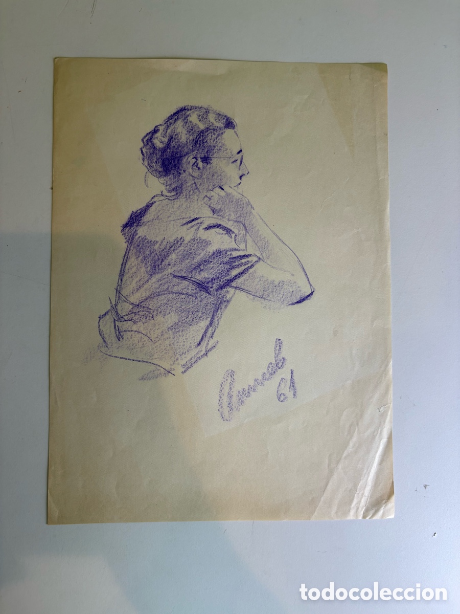 Arte: Carles Prun&eacute;s (1937-2017) &ndash; Retrato femenino de perfil sobre papel, firmado 1961