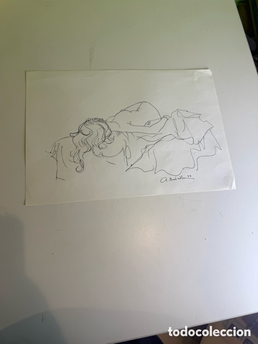 Arte: Andreu Balcells (Bruguera) dibujo original de desnudo femenino firmado 1977