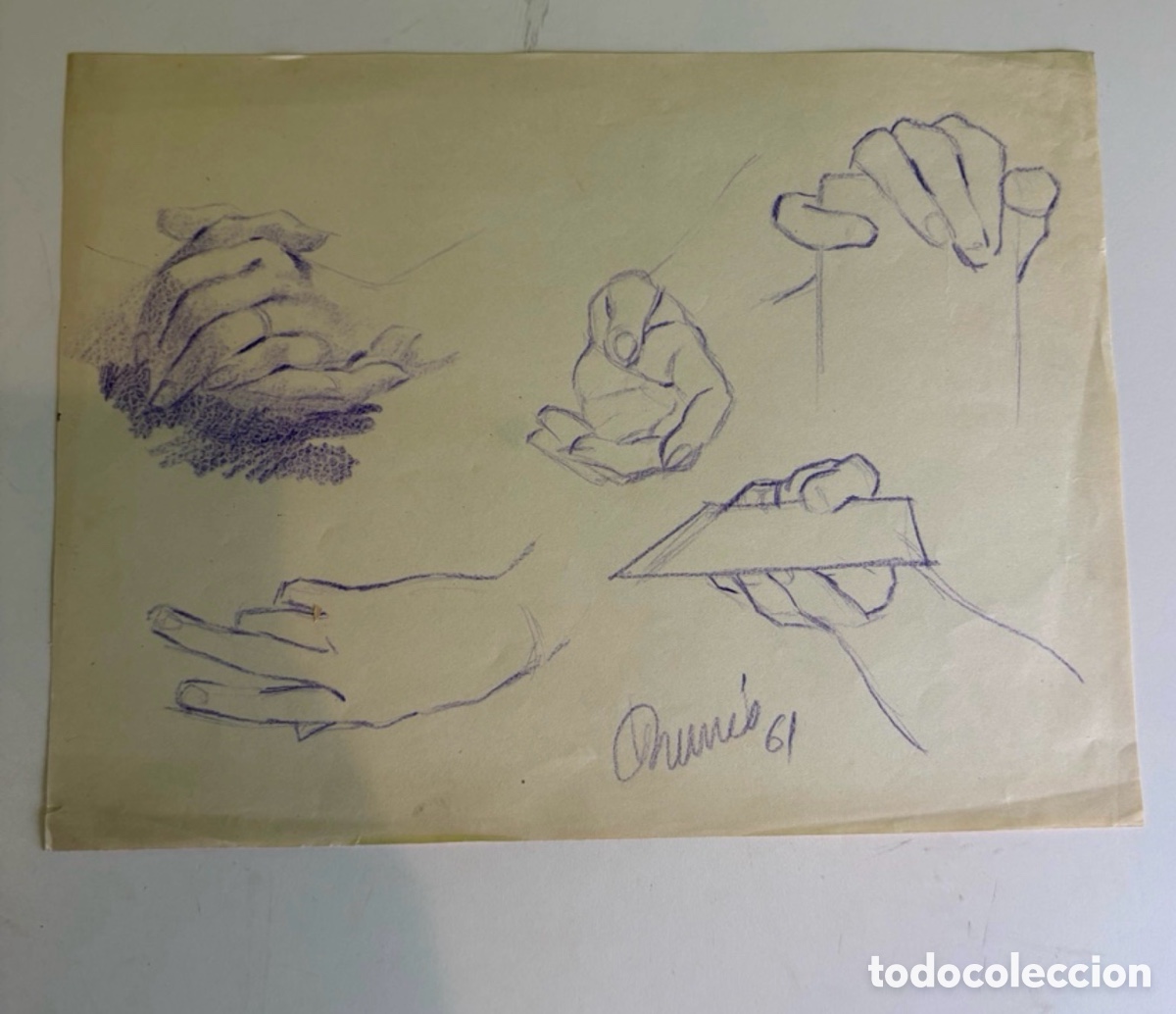 Arte: Carles Prun&eacute;s (1937-2017) &ndash; Estudio de manos sobre papel, firmado 1961