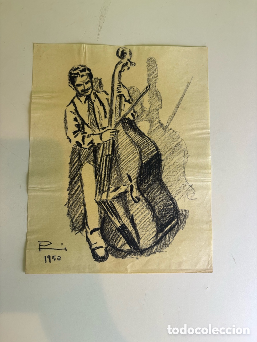 Arte: Carles Prun&eacute;s (1937-2017) &ndash; Contrabajista, dibujo sobre papel firmado 1950