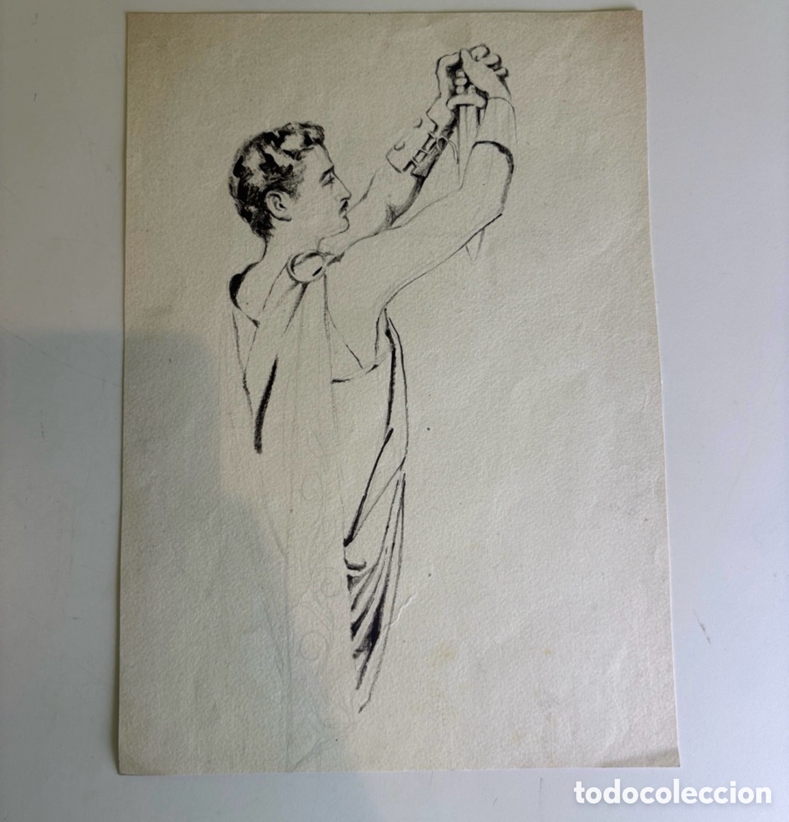 Arte: Carles Prun&eacute;s (1937-2017) &ndash; Estudio de figura cl&aacute;sica con espada, dibujo sobre papel