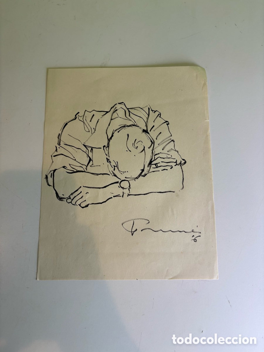 Arte: Carles Prun&eacute;s (1937-2017) &ndash; Estudio de figura descansando, dibujo original firmado