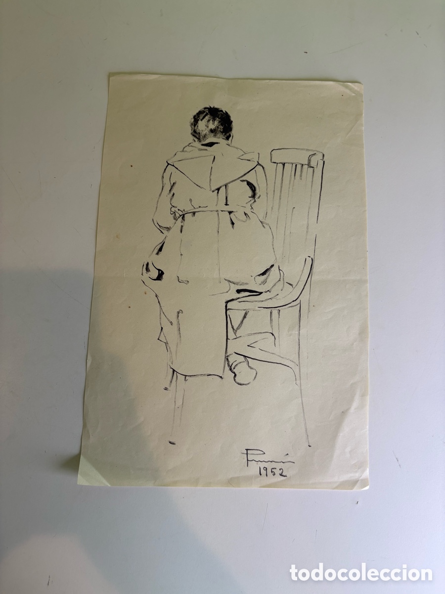 Arte: Carles Prun&eacute;s (1937-2017) &ndash; dibujo a tinta sobre papel, firmado 1952
