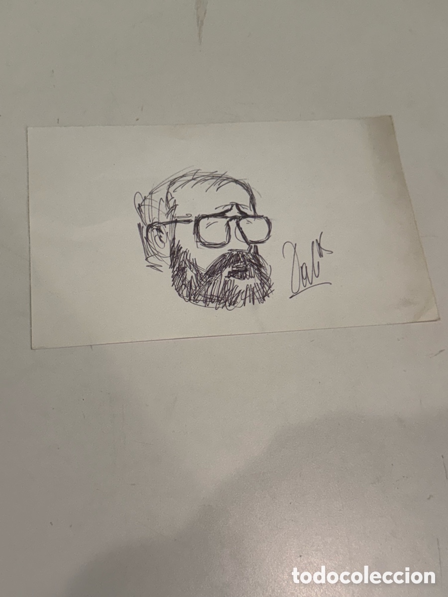 Arte: Autorretrato de Carles Prun&eacute;s &ndash; Dibujo dedicado, firmado. Firma a identificar