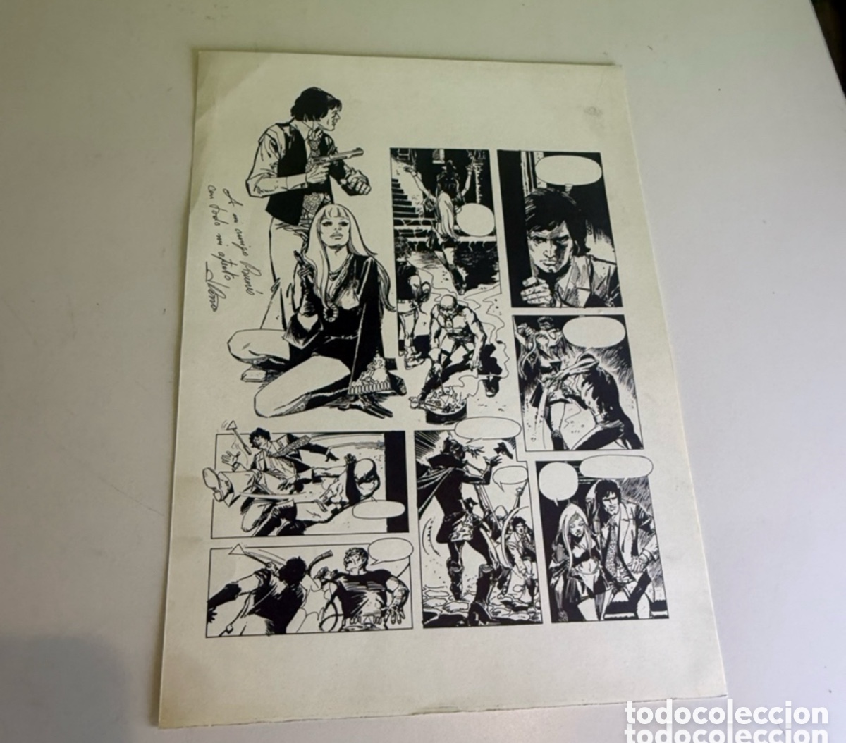 Arte: Andreu Balcells plancha original de c&oacute;mic polic&iacute;aco dedicada a Carles Prun&eacute;s
