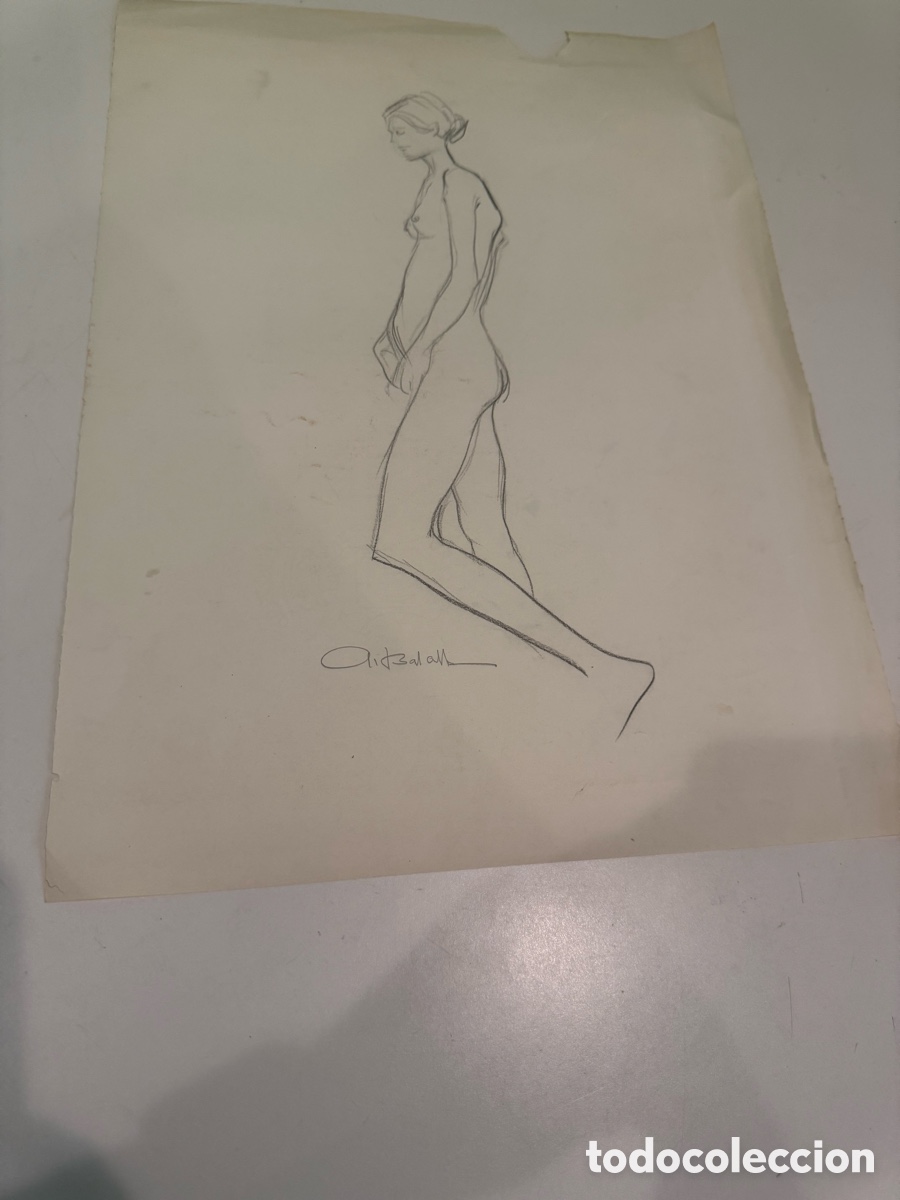 Arte: Andreu Balcells &ndash; Dibujo de desnudo femenino dedicado a Carles Prun&eacute;s