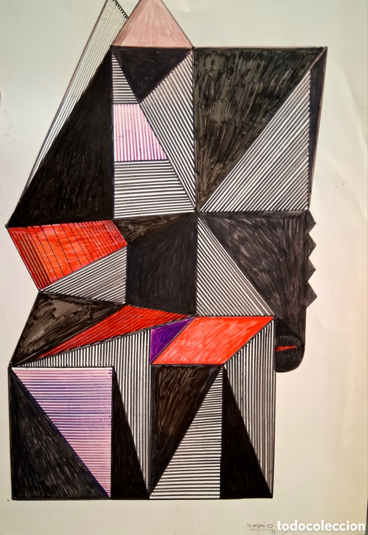 Arte: NASSIO BAYARRI (VALENCIA,1932-2023) &rdquo;Sin t&iacute;tulo&rdquo; dibujo a rotuladores (38.5 x 27.5) 2011