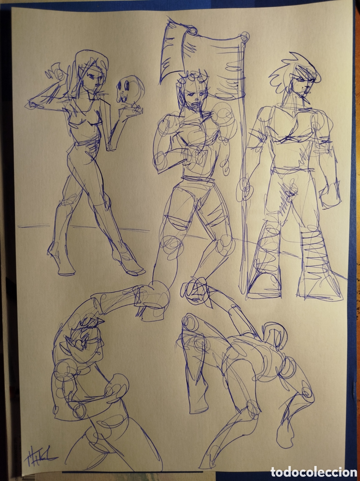 Arte: Dos dibujos originales tinta boli