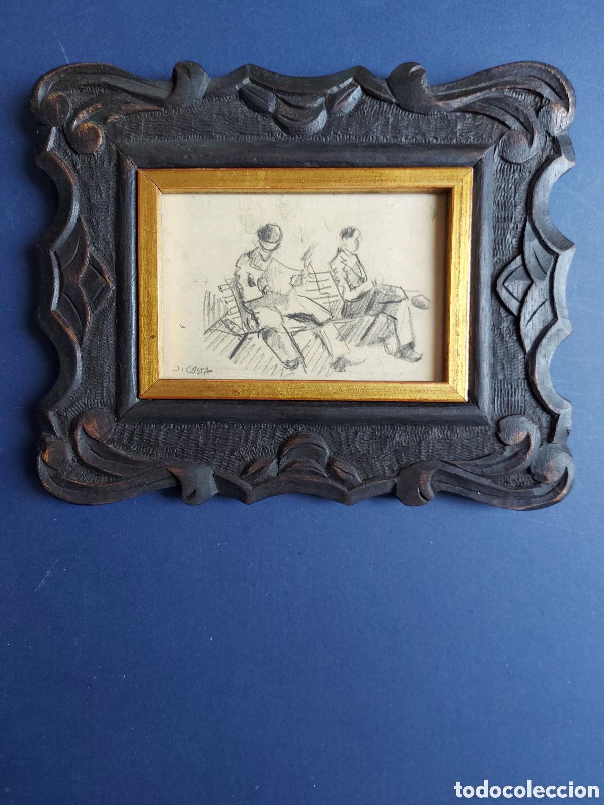 Arte: J.COSTA &rdquo;BOCETO PERSONAJES EN EL PARQUE&rdquo; DIBUJO EPOCA
