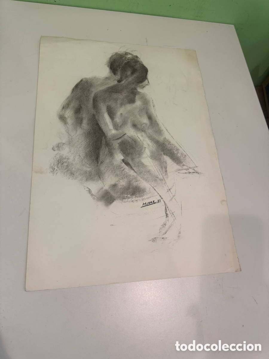 Arte: &Aacute;ngel (1981) &ndash; Desnudo femenino al carboncillo sobre papel firmado