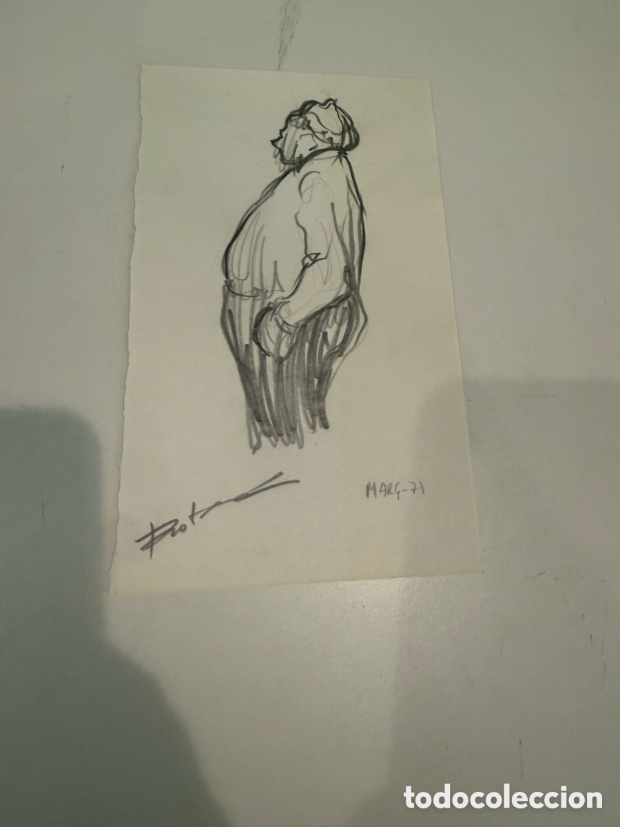 Arte: Dibujo original sobre papel firmado, firma a identificar, dedicado a Carles Prun&eacute;s (1971)