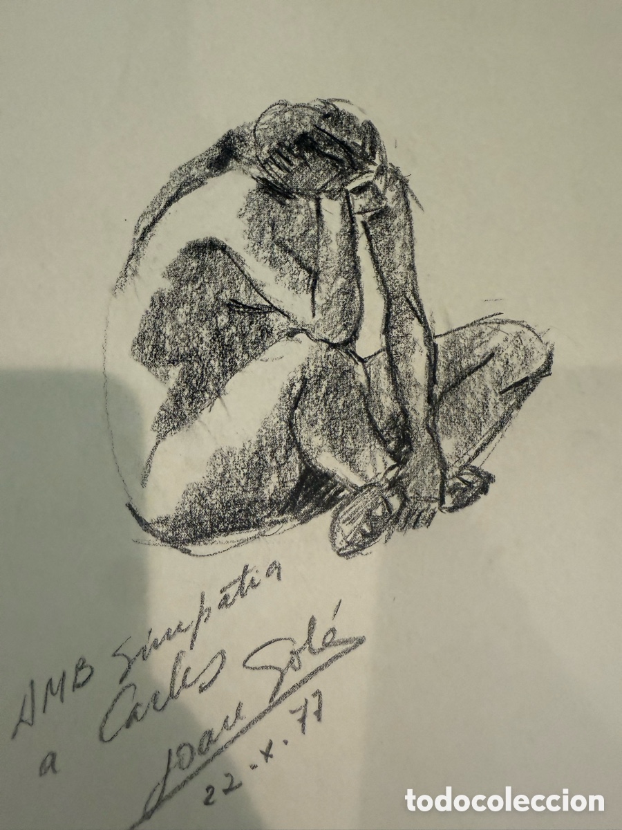 Arte: Joan Sol&eacute; &ndash; Dibujo original de desnudo femenino, dedicado a Carles Prun&eacute;s (1977)