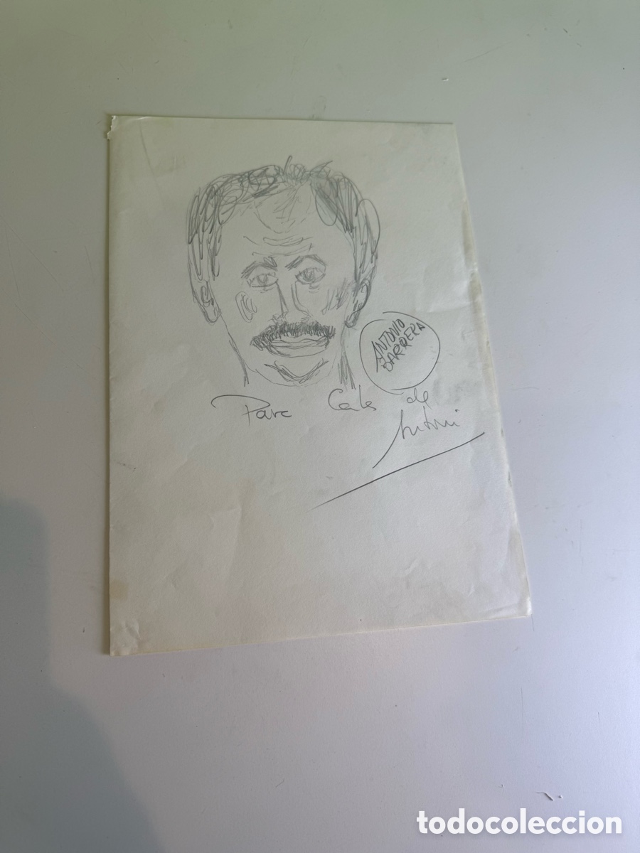 Arte: Dibujo dedicado a Carles Prun&eacute;s &ndash; Retrato masculino &ndash; Firma a identificar
