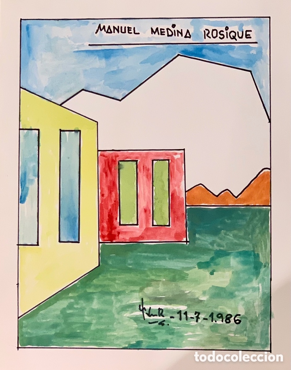 Arte: MEDINA ROSIQUE, Manuel (Murcia. &ldquo;Paisaje urbano&rdquo;. L&aacute;piz sobre papel. 1986.