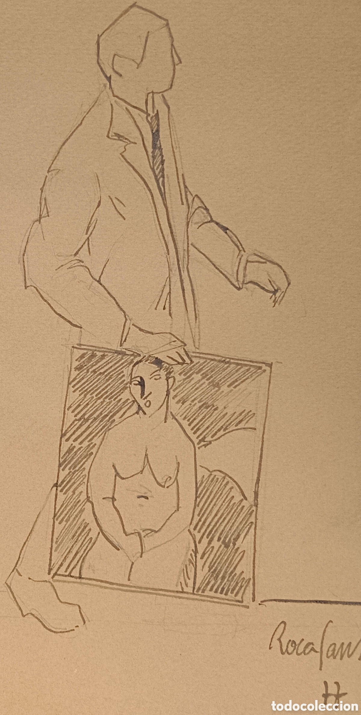 Arte: Roca Sans, dibujo tinta sobre papel firmado 1977