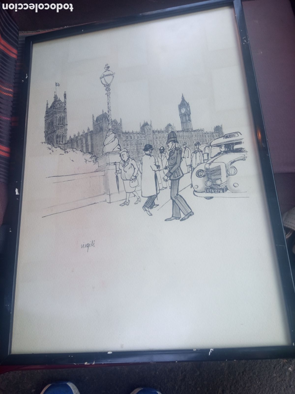 Arte: Dibujo firmado Virgili, mide 41,5x31,5cm