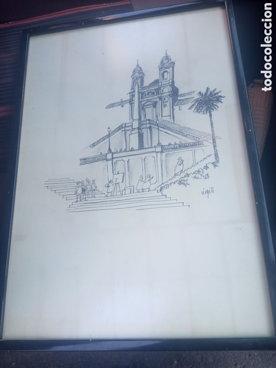 Arte: Dibujo firmado Virgili, mide 41,5x31,5cm