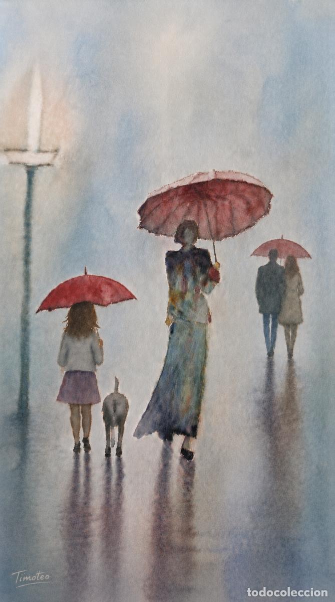 Arte: L&Aacute;MINA, DIBUJO, CUADRO.- BAJO LA LLUVIA..H102..30x42 cm.-280g/m2.