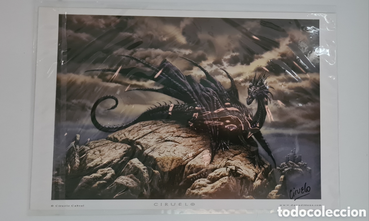 Arte: L&Aacute;MINA FIRMADA CIRUELO CABRAL &ndash; DRAG&Oacute;N NEGRO