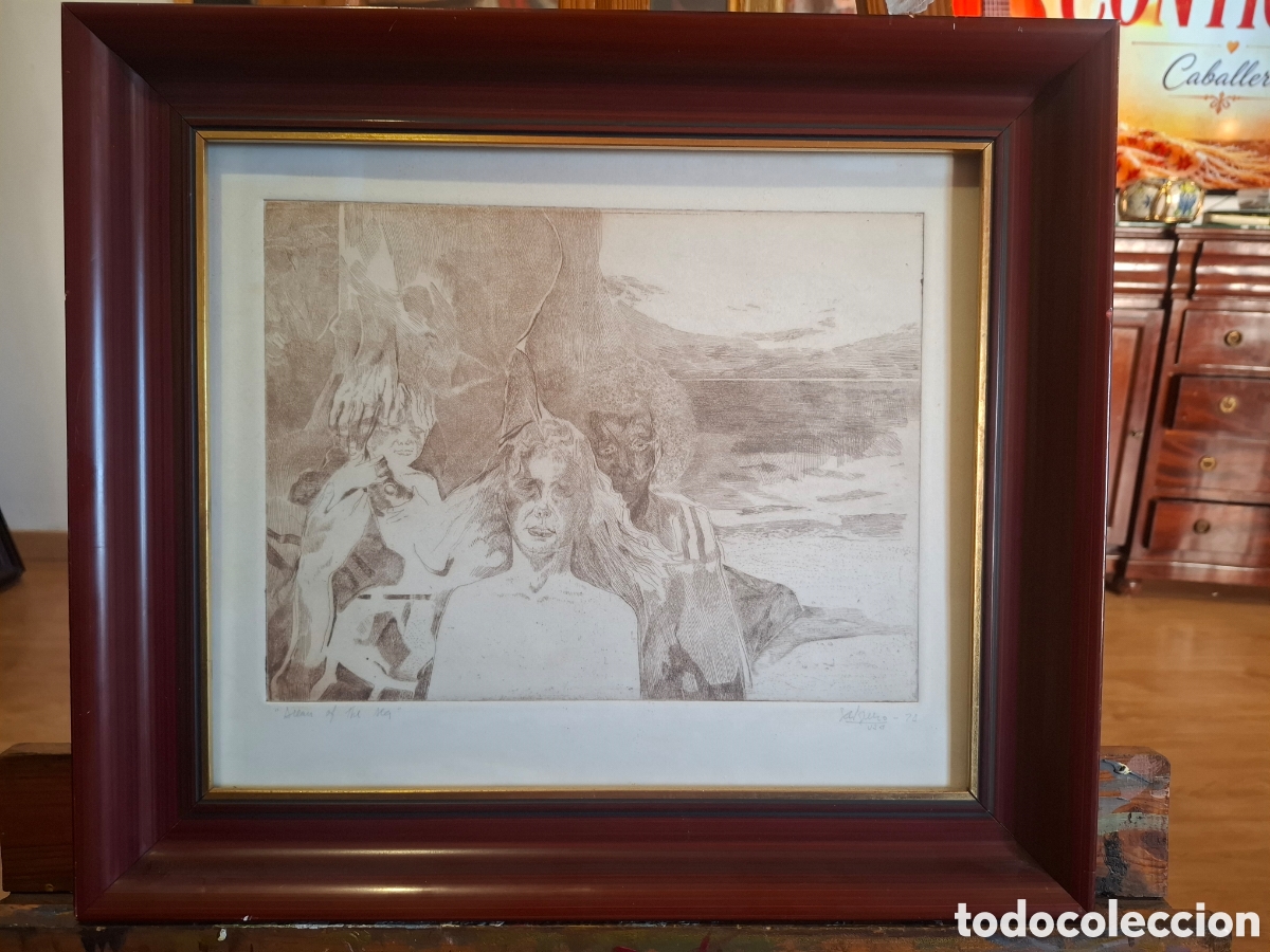 Arte: Cuadro dibujo de pepin caballero salguero 44x39