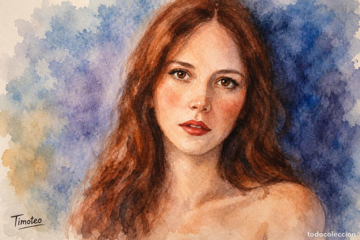 Arte: L&Aacute;MINA, DIBUJO, CUADRO.- RAGAZA..H119..30x42 cm.-280g/m2.