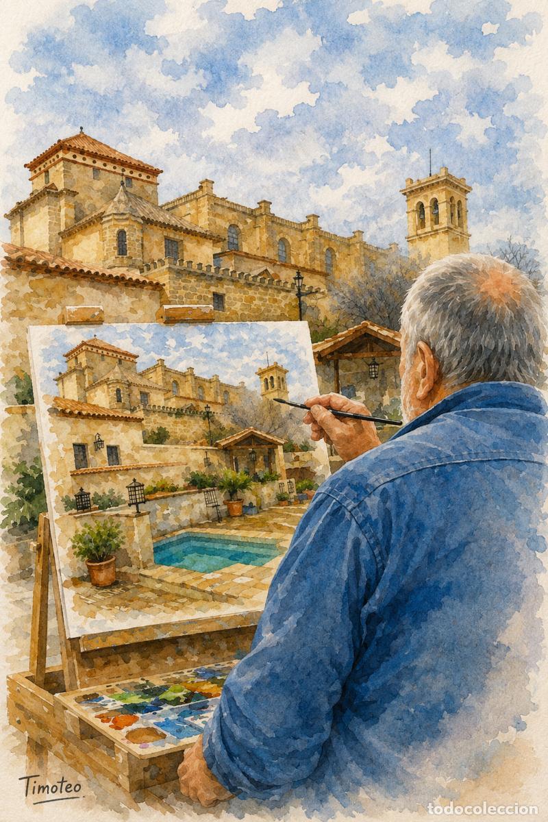 Arte: L&Aacute;MINA, DIBUJO, CUADRO.- AUTO RE-COLEGIATA OSUNA..H122..30x42 cm.-280g/m2.