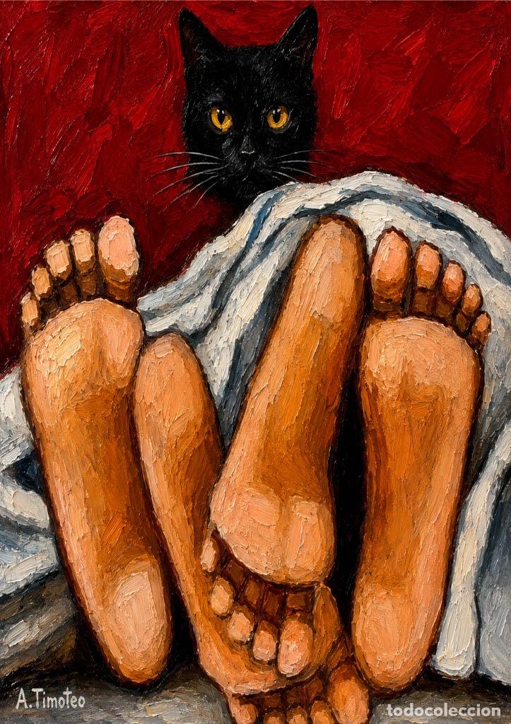 Kunst: L&Aacute;MINA, DIBUJO, CUADRO.- 4 PIES AL GATO..H139..30x42 cm.-280g/m2.