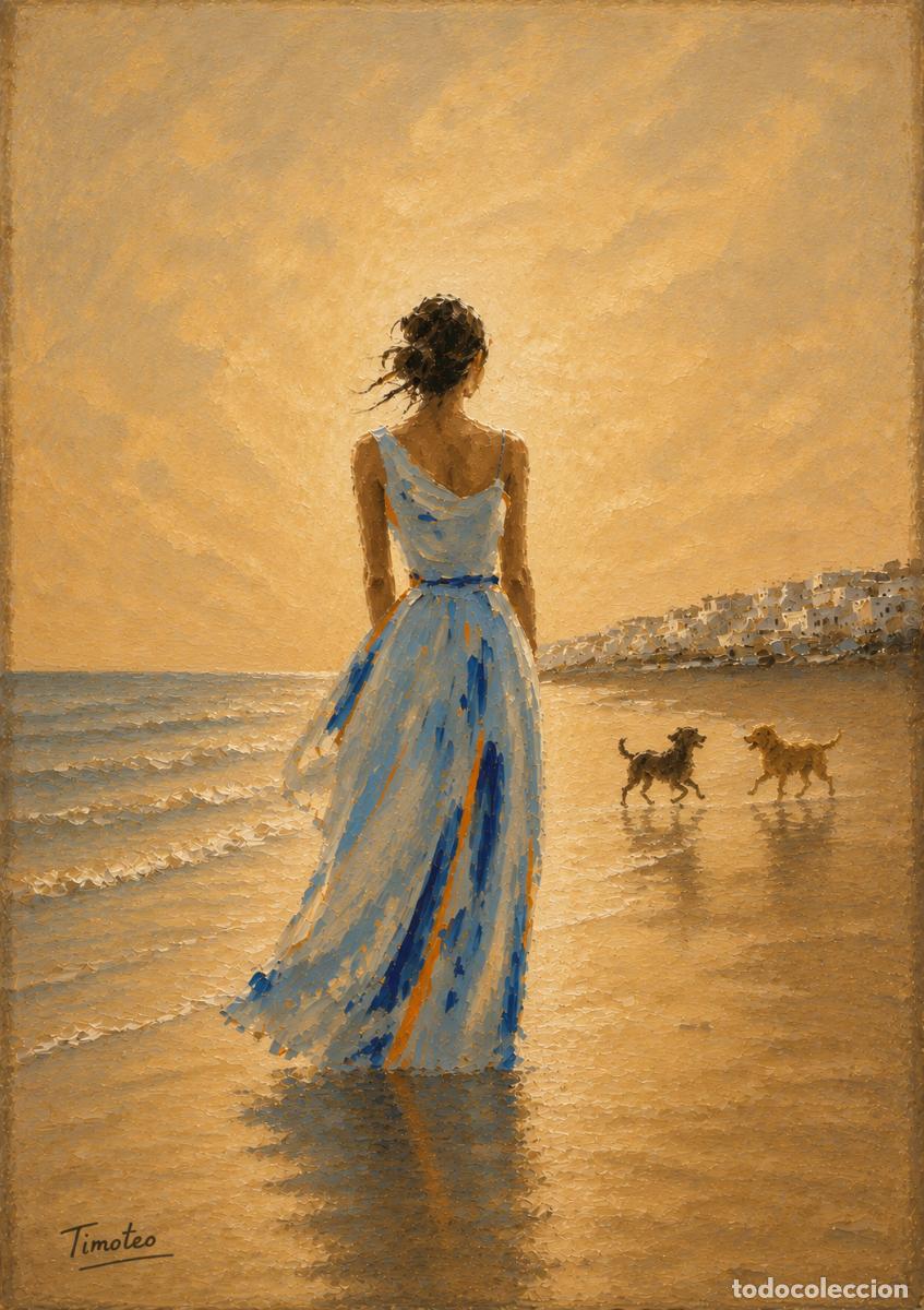 Arte: L&Aacute;MINA, DIBUJO, CUADRO.- CHICA CON PERROS..H154..30x42 cm.-280g/m2.
