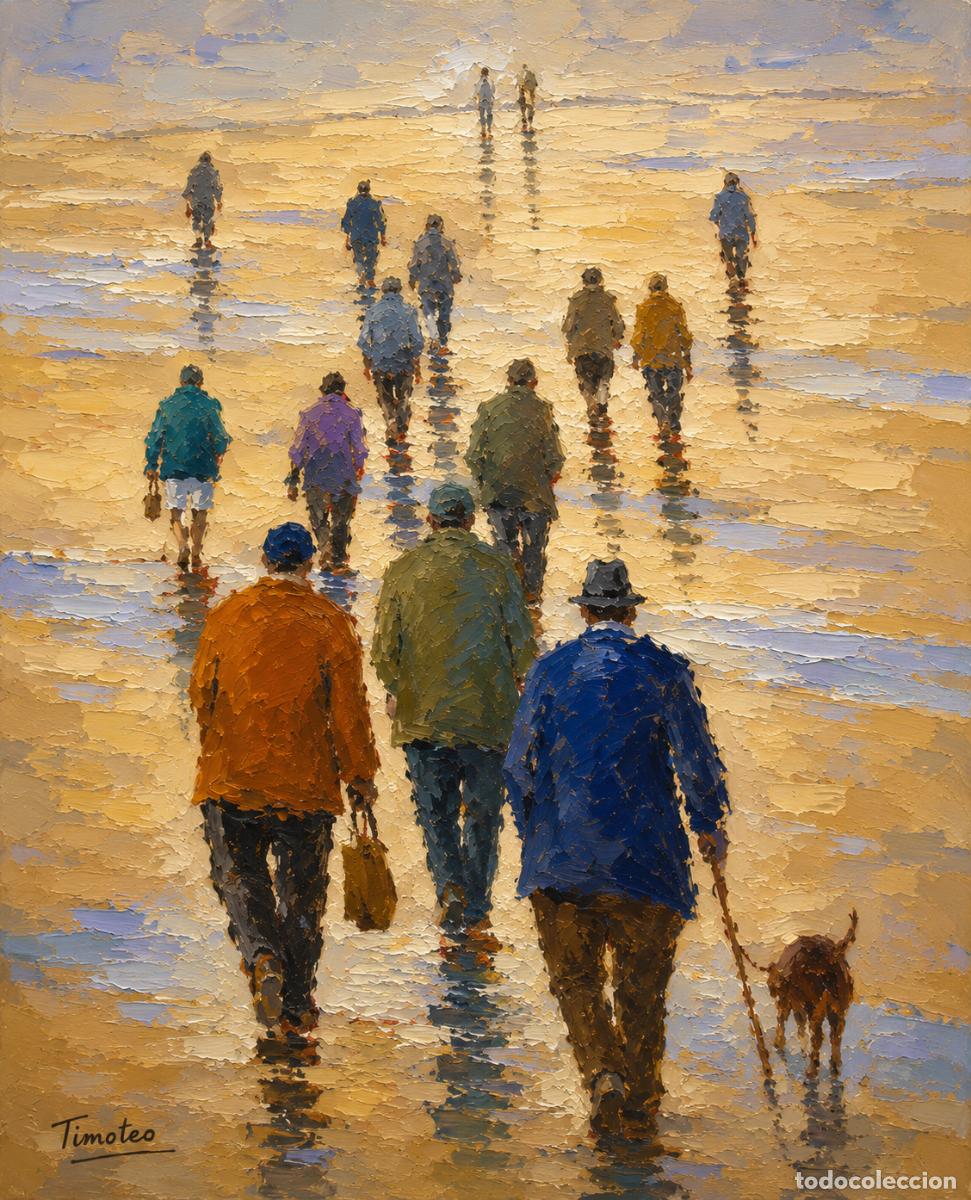 Arte: L&Aacute;MINA, DIBUJO, CUADRO.- PASEANTES PLAYA..H158..30x42 cm.-280g/m2.