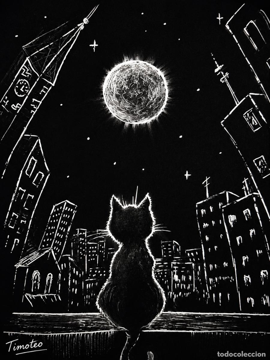 Arte: L&Aacute;MINA, DIBUJO, CUADRO.- AMOR A LA LUNA..H161..30x42 cm.-280g/m2.