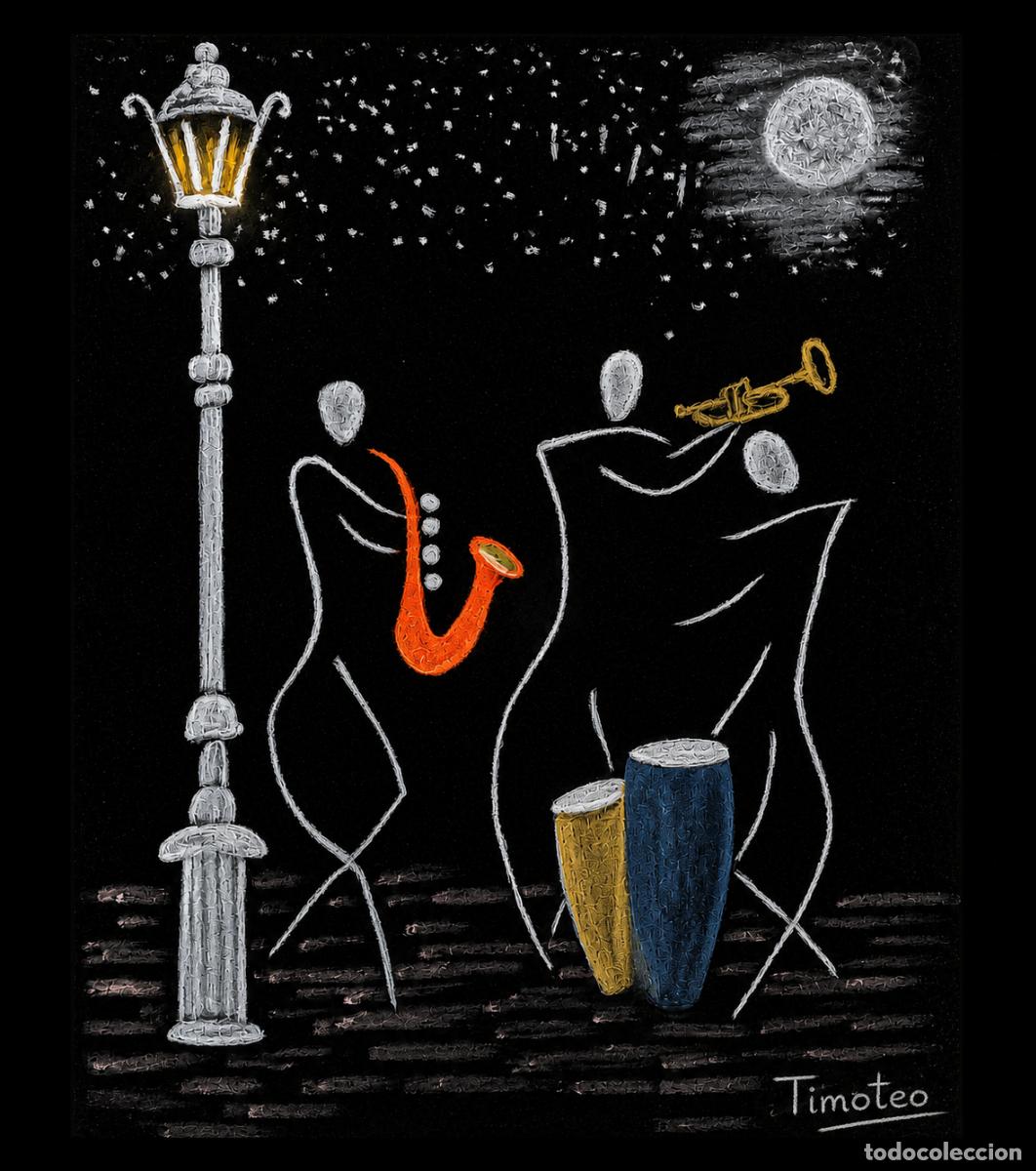 Arte: L&Aacute;MINA, DIBUJO, CUADRO.- JAZZ Y LUNA..H162..30x42 cm.-280g/m2.