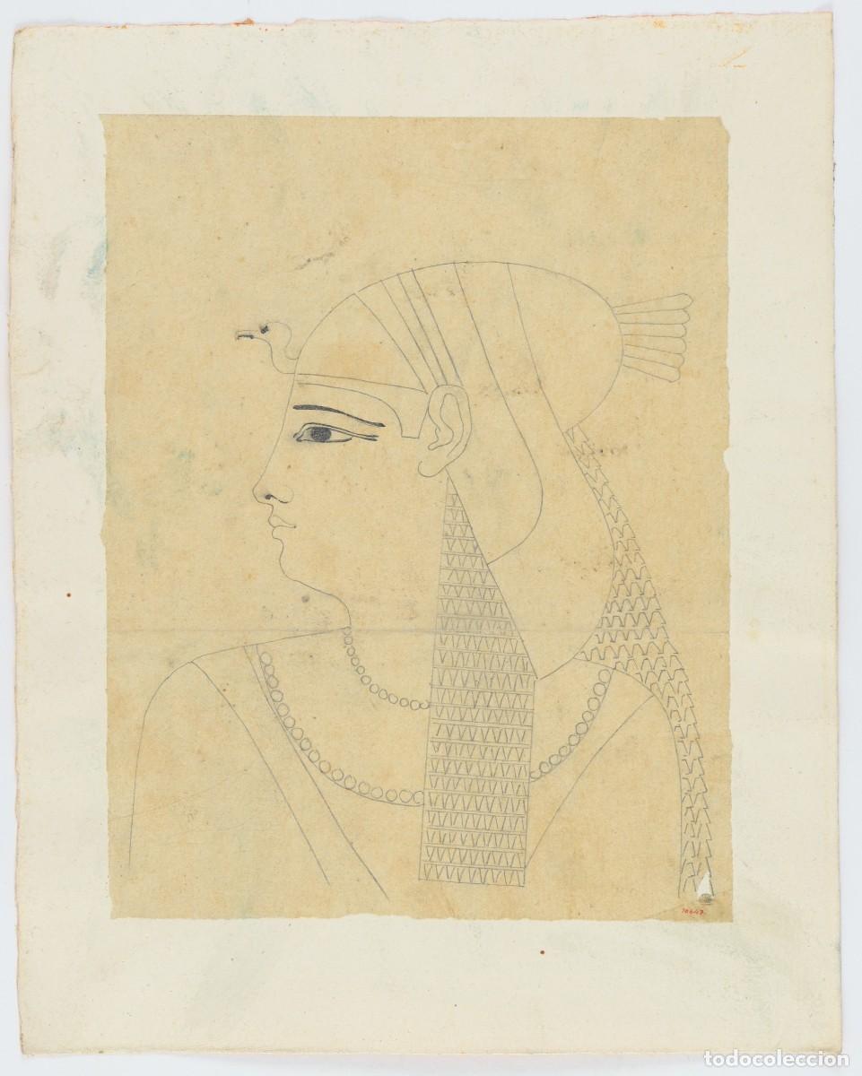 Arte: Reina egipcia con tocado en la frente (cobra sagrada o buitre)