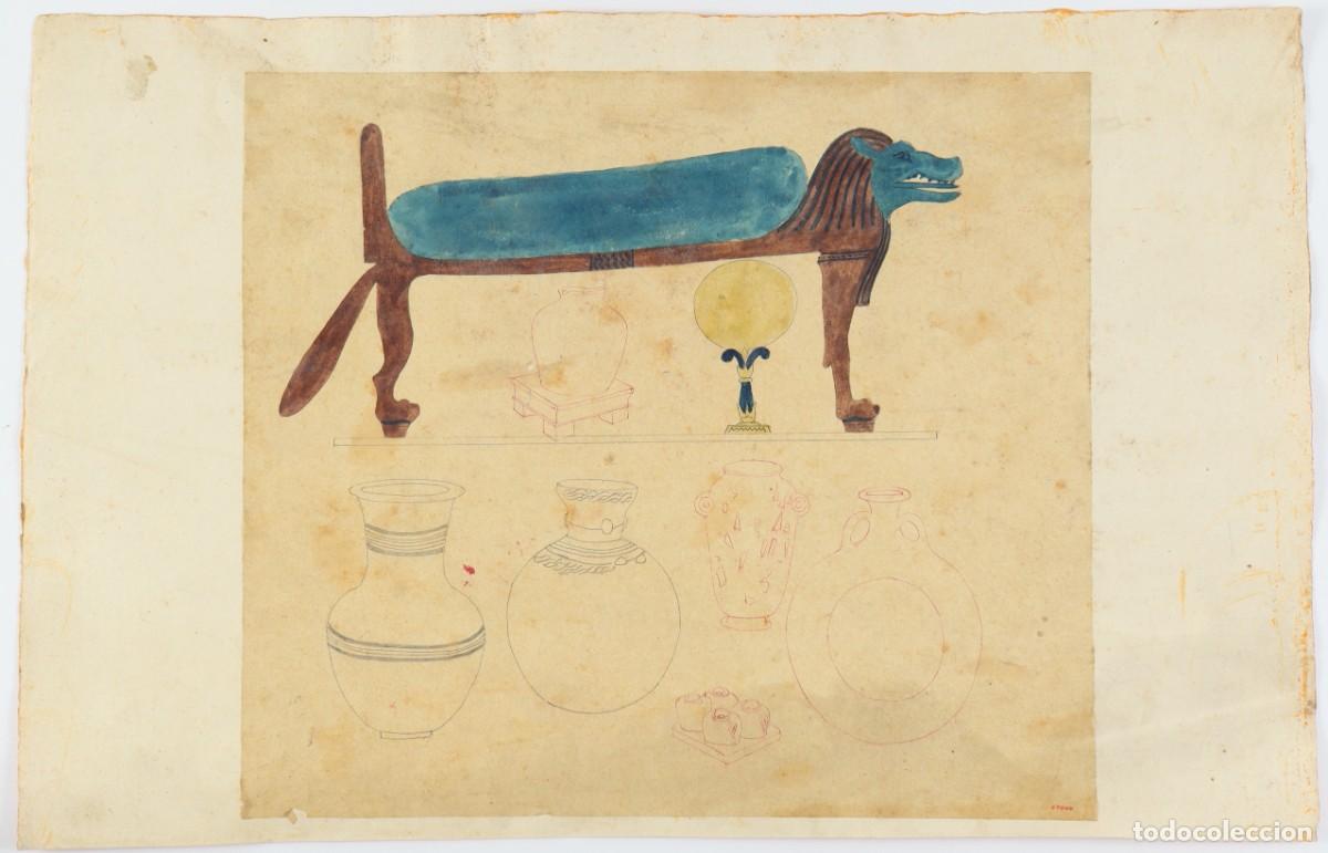 Arte: Artefactos egipcios: cer&aacute;mica, espejo, silla