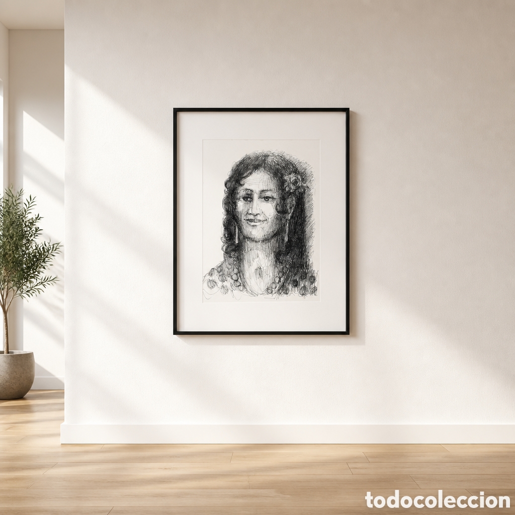 Arte: FRANCISCO MORENO ORTEGA . MALAGA .DIBUJO A PLUMILLA . MEDIDAS OBRA 38x28 cm. MARCO 50&times;40 cm