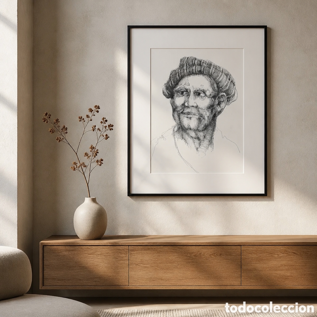 Arte: FRANCISCO MORENO ORTEGA . MALAGA .DIBUJO A PLUMILLA . MEDIDAS OBRA 38x28 cm. MARCO 50&times;40 cm