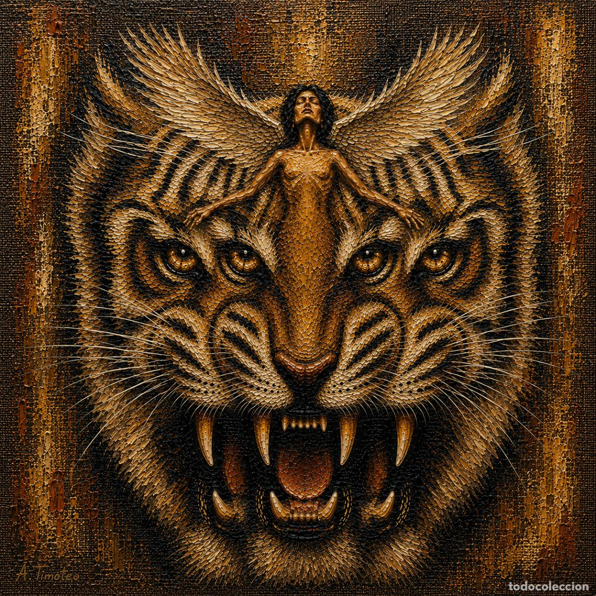 Arte: LIENZO DE 80 x 80 cm.( EL RUGIDO DEL ALMA )