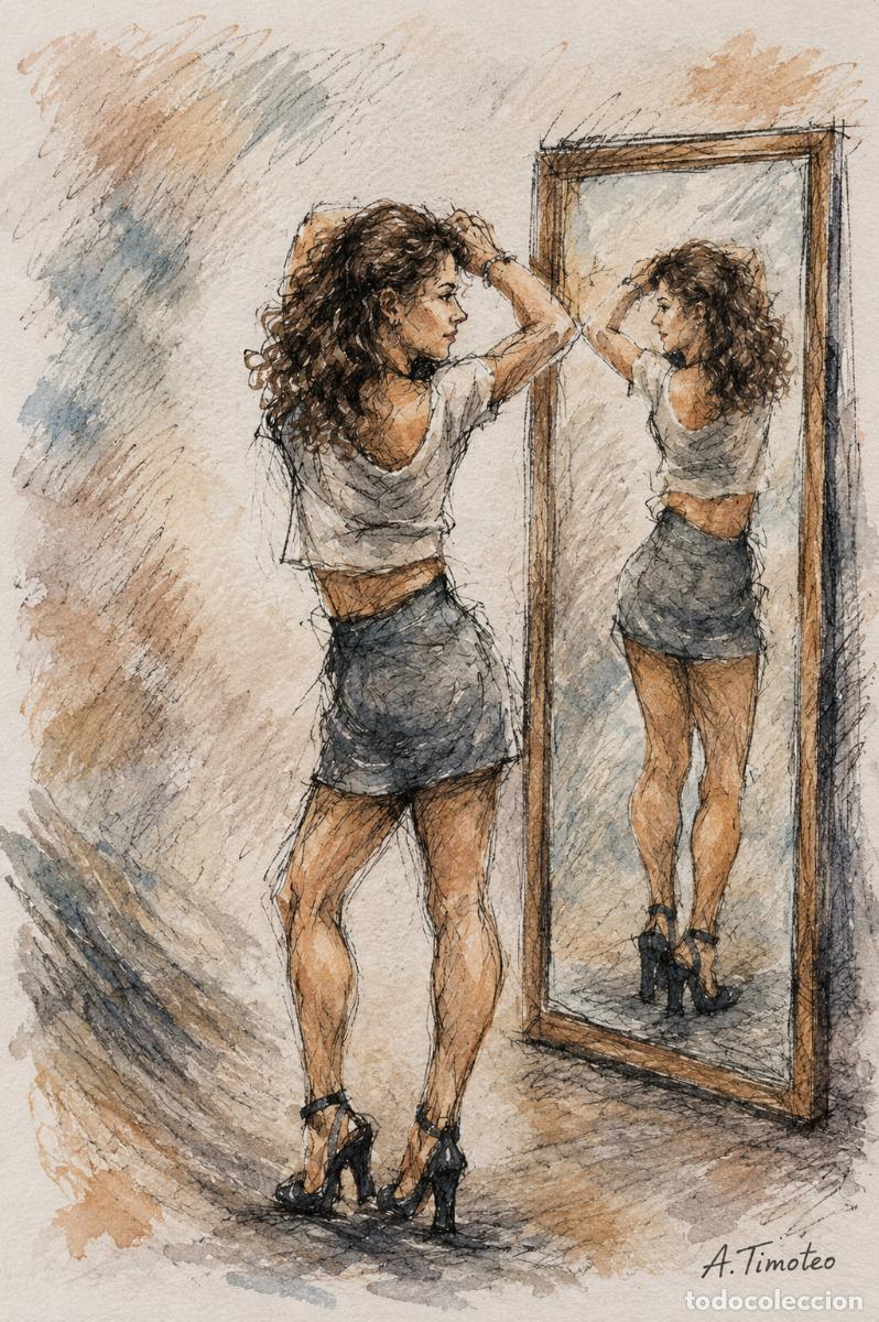 Arte: L&Aacute;MINA, DIBUJO, CUADRO.- ESPEJITO..H175..30x42 cm.-280g/m2.