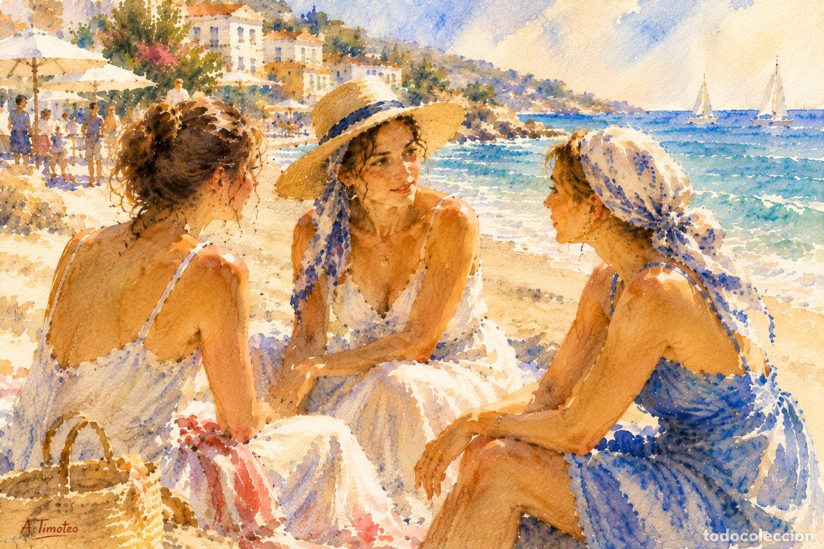 Arte: L&Aacute;MINA, DIBUJO, ACUARELA,CUADRO.- CONFIDENCIAS..H178..30x42 cm.-280g/m2.