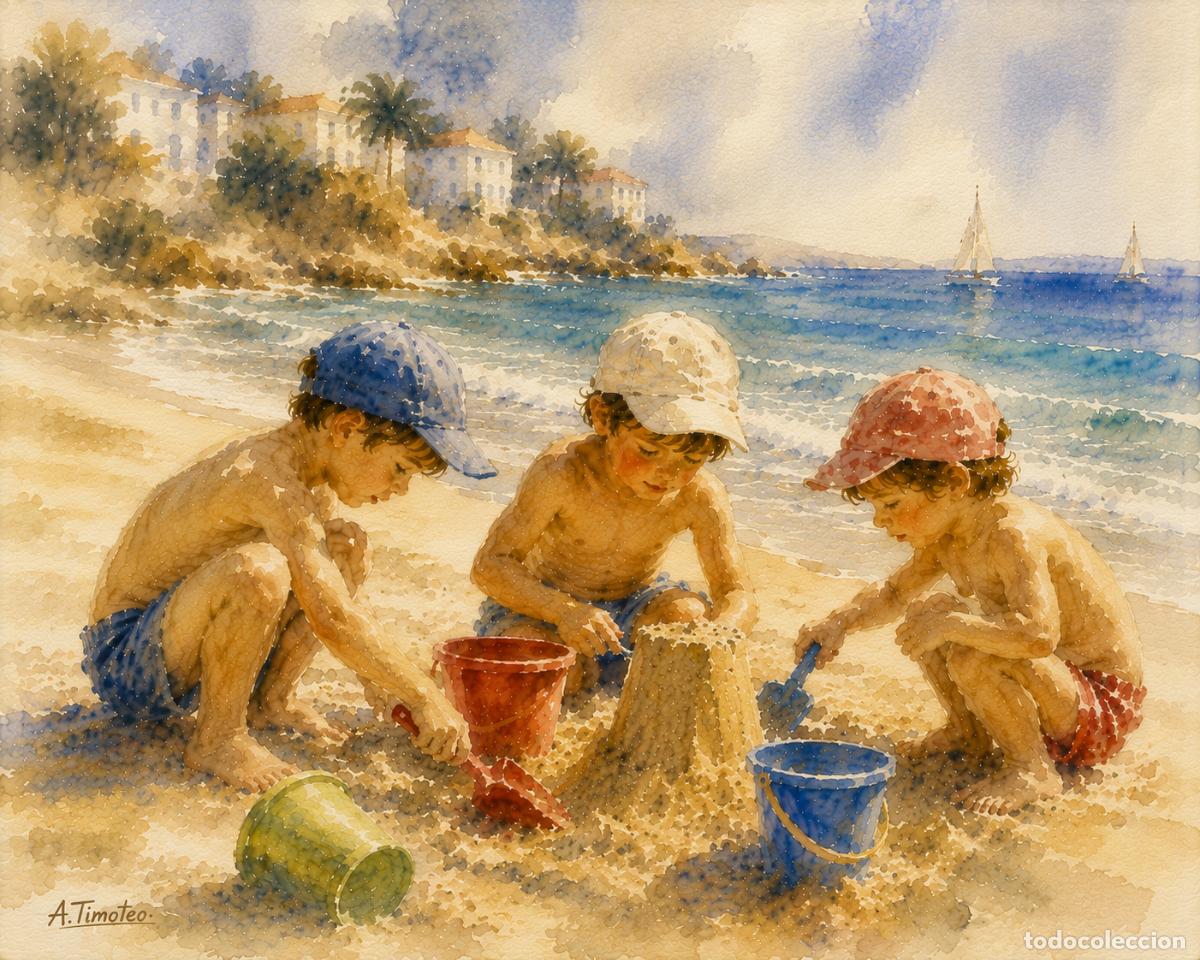 Arte: L&Aacute;MINA, DIBUJO, ACUARELA,CUADRO.-SABOR A MEDITERR&Aacute;NEO..H180..30x42 cm.-280g/m2.