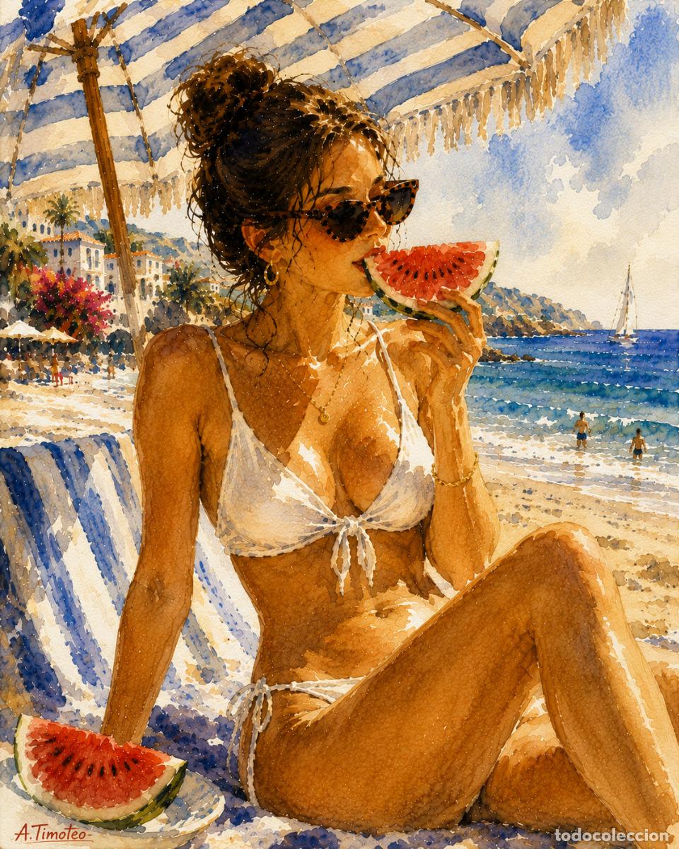 Arte: L&Aacute;MINA, DIBUJO, ACUARELA,CUADRO.-SABOR A MEDITERR&Aacute;NEO..H180..30x42 cm.-280g/m2.
