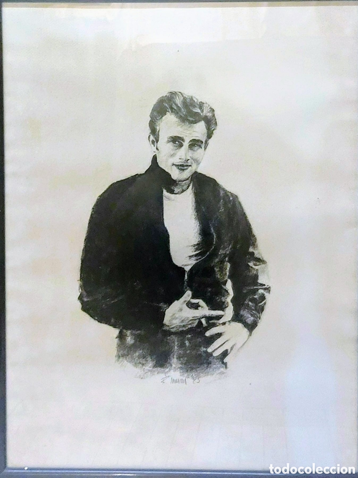 Arte: ROGERT IMMAN RETRAT DE JAMES DEAN 49X39 DE 1983 ENMARCADO